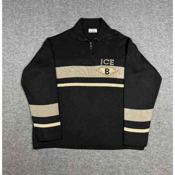 RARE Vintage Iceberg Jeans 1/4 Zip Sweater Men's Size XL Ice "B" made in Italy - Picture 1 of 7